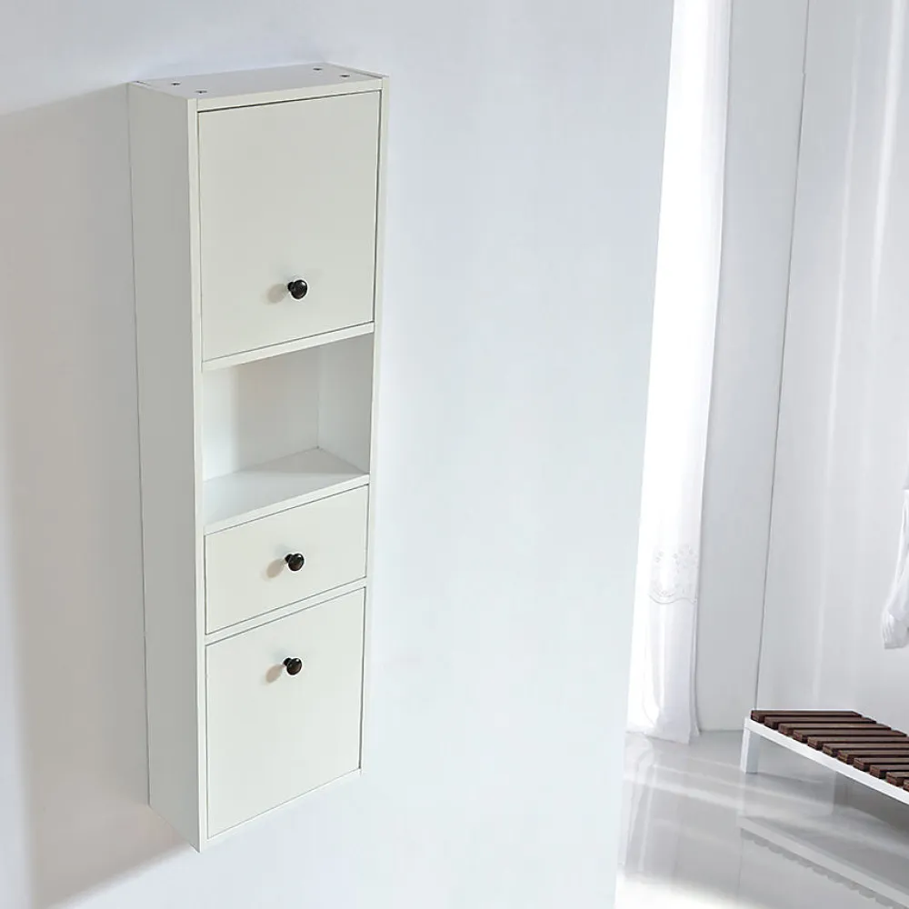 Meuble De Salle De Bains Faible Profondeur|Stano Grande armoire de rangement ARMARIA finition melamine blanc 120 cm