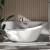 Baignoire Îlot|Bernstein Grande Baignoire îlot sabot ovale design acrylique pour salle de bain - Blanc brillant - 190x80x83cm - Garantie 5 ans - SOPHIE