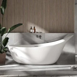 Baignoire Îlot|Bernstein Grande Baignoire îlot sabot ovale design acrylique pour salle de bain - Blanc brillant - 190x80x83cm - Garantie 5 ans - SOPHIE
