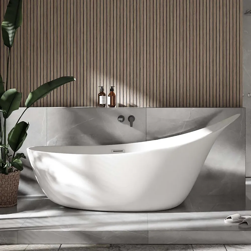 Baignoire Îlot|Bernstein Grande Baignoire îlot sabot ovale design acrylique pour salle de bain - Blanc brillant - 190x80x83cm - Garantie 5 ans - SOPHIE