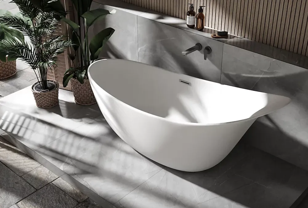 Baignoire Îlot|Bernstein Grande Baignoire îlot sabot ovale design acrylique pour salle de bain - Blanc brillant - 190x80x83cm - Garantie 5 ans - SOPHIE