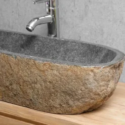 Wanda Collection Grande vasque en galet de rivière 80cm