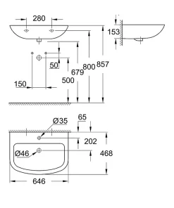Grohe Bau Ceramic Lavabo suspendu 65cm (39420000)
