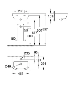Grohe Bau Ceramic Lave-mains 45cm (39424000)
