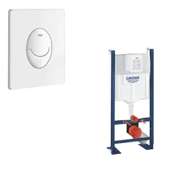 Wc Suspendu|Grohe Bâti support wc Rapid SL Project + Plaque de commande Skate Air Blanc alpin
