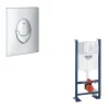 Wc Suspendu|Grohe Bâti support WC Rapid SL Project avec plaque de commande Skate Air Rapide SL chromé