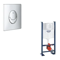 Wc Suspendu|Grohe Bâti support WC Rapid SL Project avec plaque de commande Skate Air Rapide SL chromé