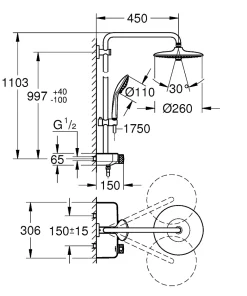 Grohe Colonne de douche avec mitigeur thermostatique Euphoria SmartControl System 260 Mono 26509000