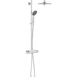 Grohe Colonne de douche mitigeur thermostatique Vitalio Joy 260, tete de douche 260mm, douchette 3 jets, chromé, 26403002