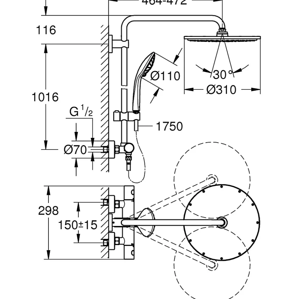 Colonne De Douche Thermostatique|Grohe Colonne de douche thermostatique Euphoria System 310 Cool Sunrise brossé 26075GN0