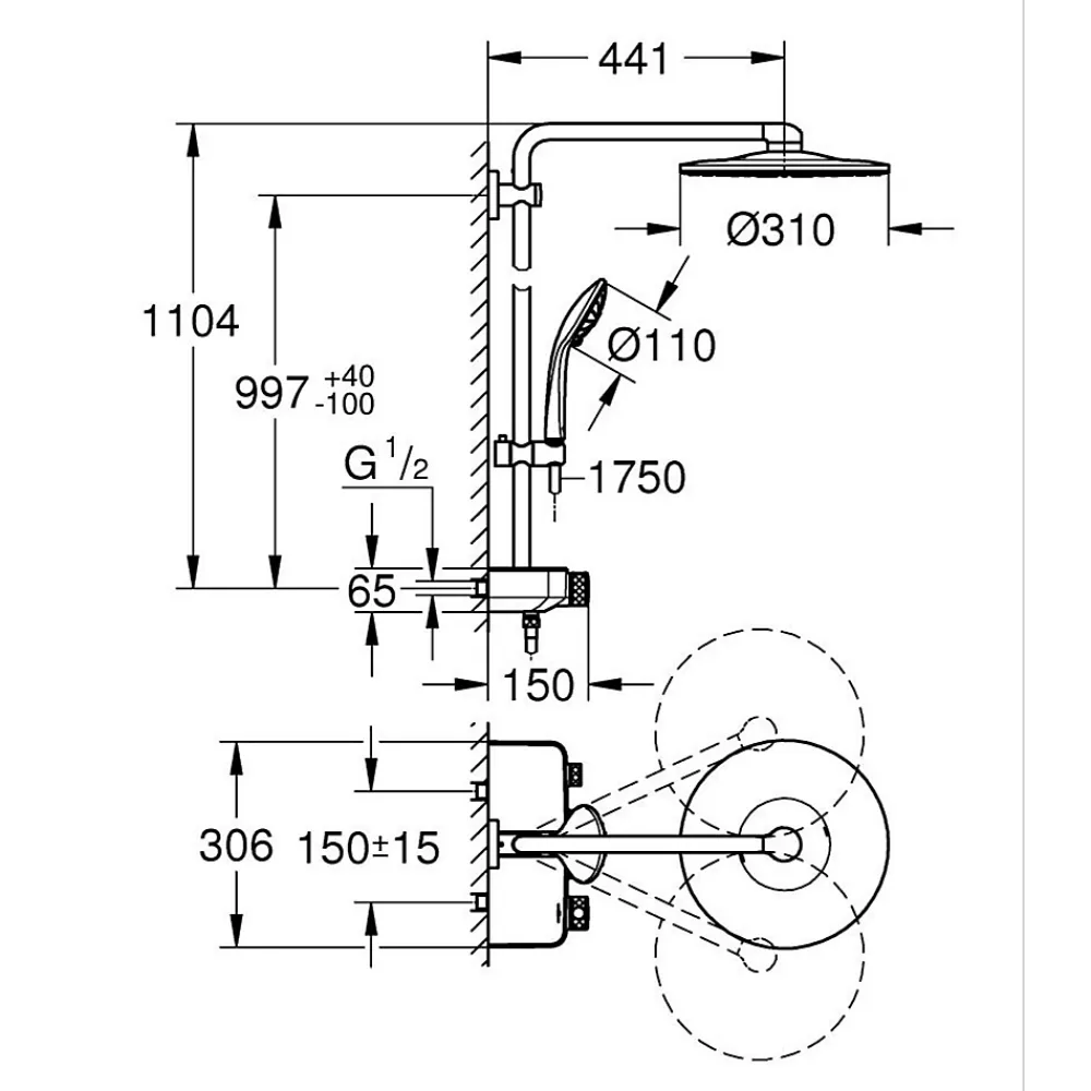 Colonne De Douche Thermostatique|Grohe Colonne de douche XXL thermostatique Euphoria SmartControl System 310 Warm sunset 26507DA0