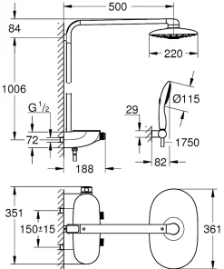 Colonne De Douche Thermostatique|Grohe Colonne douche Thermostatique Rainshower SmartControl 360 26250000