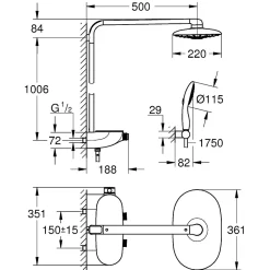 Colonne De Douche Thermostatique|Grohe Colonne douche Thermostatique Rainshower SmartControl 360 26250000