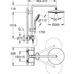 Grohe Colonne Douche Thermostatique VITALIO JOY SYSTEM 260 Chromé 26403001