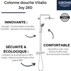 Colonne De Douche Thermostatique|Grohe Colonne douche Vitalio + Porte savon Bau Cosmopolitan