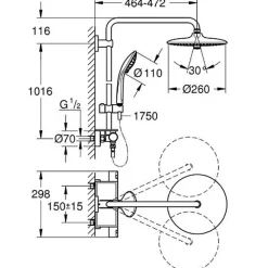 Colonne De Douche Thermostatique|Grohe Colonne douche Vitalio + Porte savon Bau Cosmopolitan