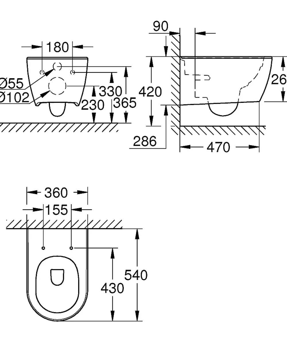 Wc Suspendu|Grohe Essence cuvette wc suspendu sans bride blanc alpin (3957100H)