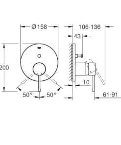 Grohe Essence mitigeur mécanique 2 sorties avec inverseur, finition Hard Graphite Brossé (24058AL1)