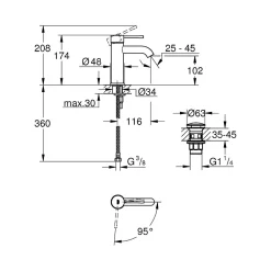 Robinet Lavabo Et Vasque|Grohe Essence mitigeur monocommande lavabo taille S, chrome (G23797001)