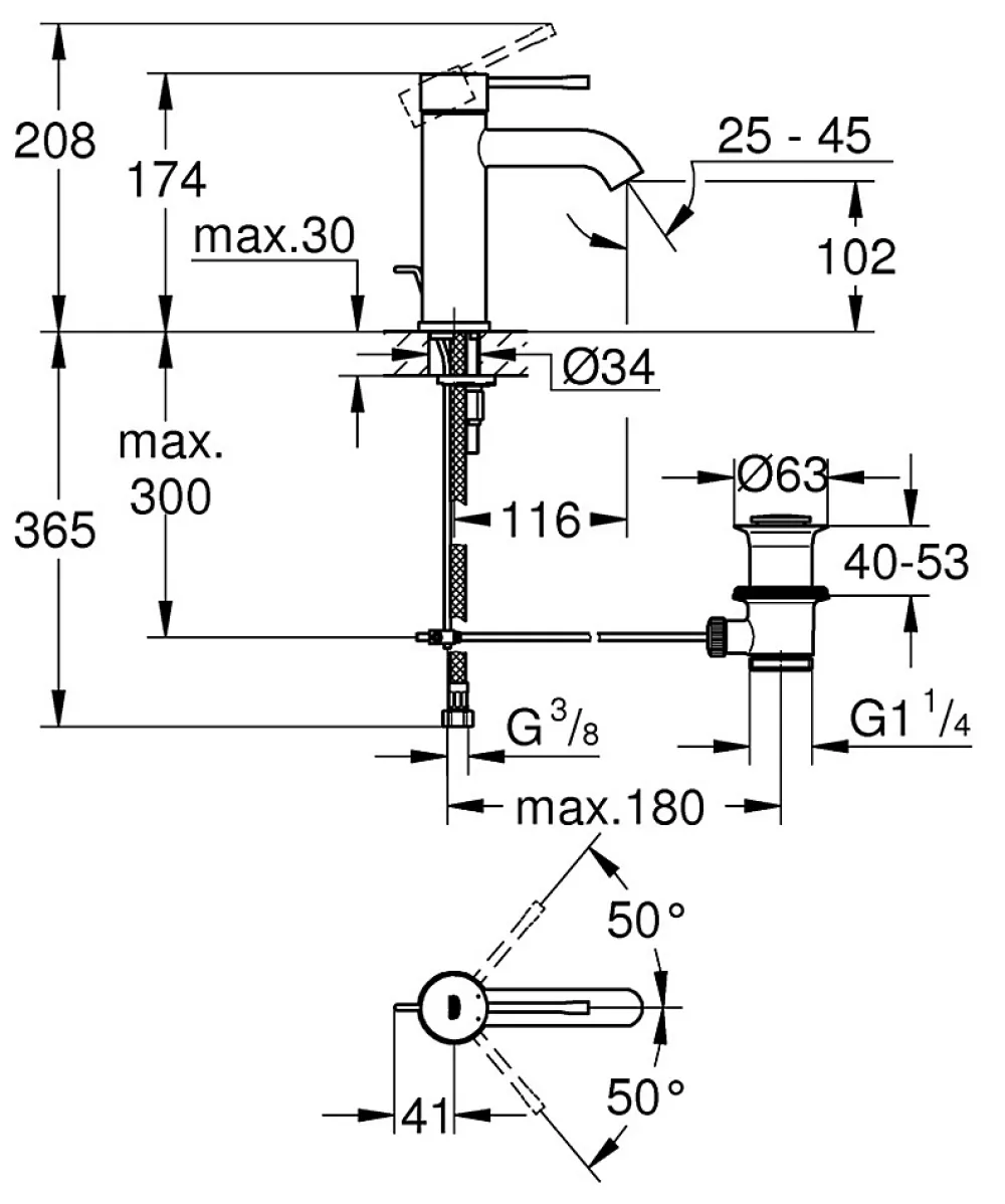 Robinet Lavabo Et Vasque|Grohe Essence Mitigeur monocommande Lavabo Taille S finition Sunrise brossée