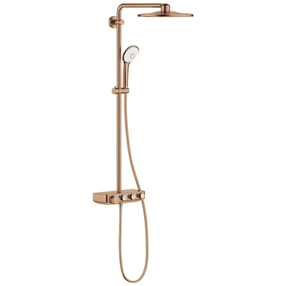 Colonne De Douche Thermostatique|Grohe Euphoria Smartcontrol System 310 Duo, Colonne de douche avec mitigeur thermostatique, Warm Sunset brossé (26507DL0)