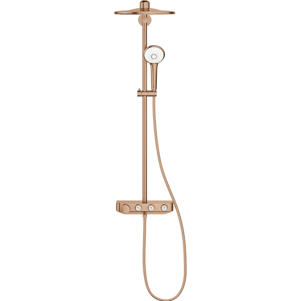 Colonne De Douche Thermostatique|Grohe Euphoria Smartcontrol System 310 Duo, Colonne de douche avec mitigeur thermostatique, Warm Sunset brossé (26507DL0)