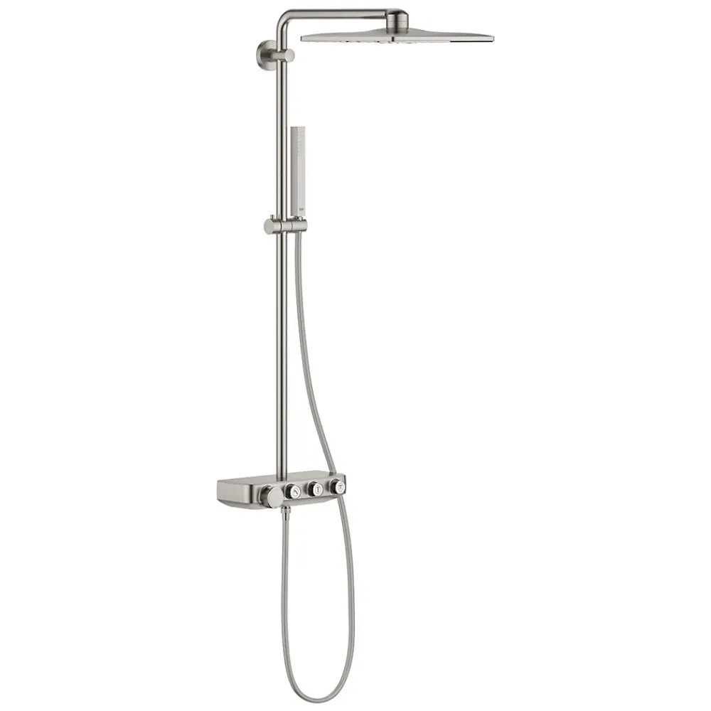 Grohe Euphoria Smartcontrol System 310 Cube Duo, Colonne de douche avec mitigeur thermostatique, Supersteel (26508DC0)