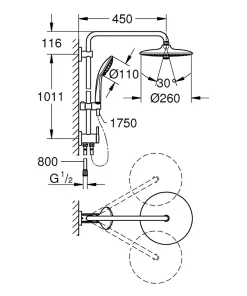 Grohe Euphoria System 260 Colonne de douche avec inverseur manuel (27421002)
