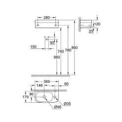 Lavabo|Grohe Euro Ceramic Lave-mains 37x18cm - revêtement PureGuard (3932700H)
