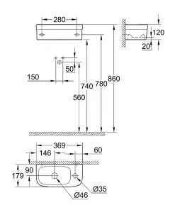 Lavabo|Grohe Euro Ceramic Lave-mains 37x18cm - revêtement PureGuard (3932700H)