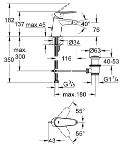 Grohe Eurodisc Cosmopolitan Mitigeur monocommande 1/2