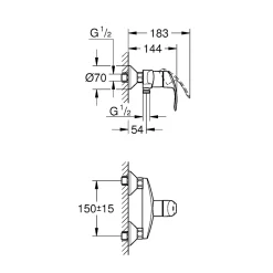 Robinet De Douche|Grohe Eurosmart 2015 mitigeur douche mural 33555002