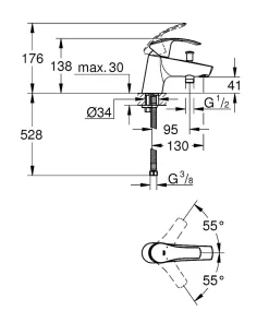 Robinet De Baignoire|Grohe Eurosmart Mitigeur monocommande Bain / Douche 33412002