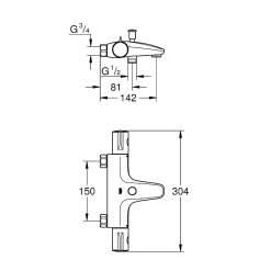 Robinet De Baignoire|Grohe Grohtherm 800 mitigeur thermostatique bain/douche 1/2