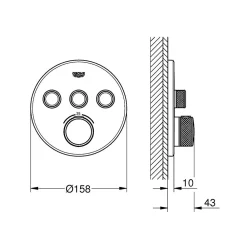 Grohe Grohtherm SmartControl façade avec mitigeur thermostatique encastré 3 sorties, or (G29121GL0)