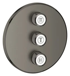 Colonne De Douche Sans Robinetterie|Grohe Grohtherm SmartControl Panneau de contrôle 3 sorties, Hard Graphite brossé (29122AL0)