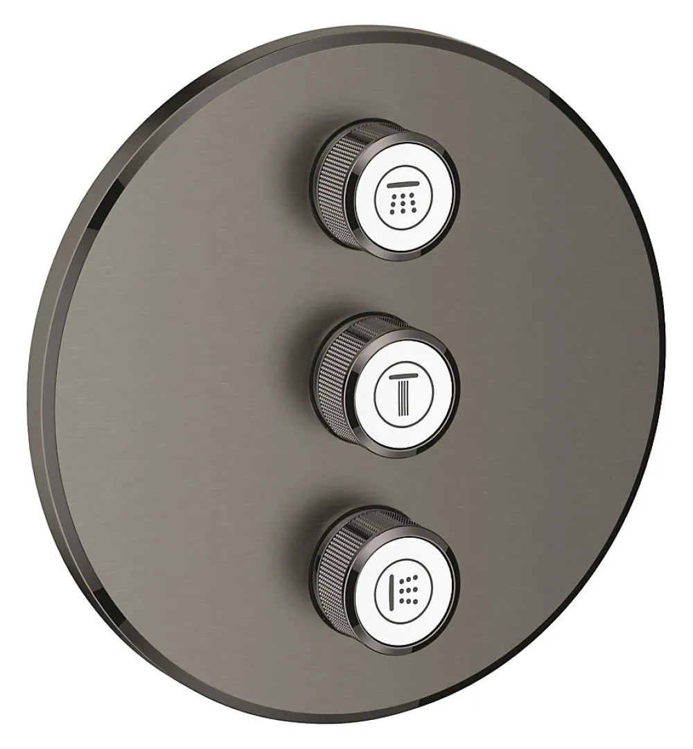 Colonne De Douche Sans Robinetterie|Grohe Grohtherm SmartControl Panneau de contrôle 3 sorties, Hard Graphite brossé (29122AL0)