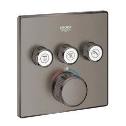 Robinet De Douche|Grohe Grohtherm SmartControl façade avec mitigeur thermostatique encastré 3 sorties, hard graphite brossé (G29126AL0)