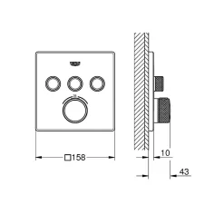 Robinet De Douche|Grohe Grohtherm SmartControl façade avec mitigeur thermostatique encastré 3 sorties, hard graphite brossé (G29126AL0)