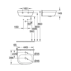Grohe Lave-mains Euro Ceramic 45 cm technologie PureGuard blanc alpin