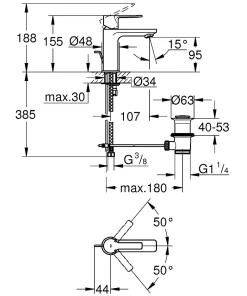 Grohe Lineare Mitigeur monocommande 1/2