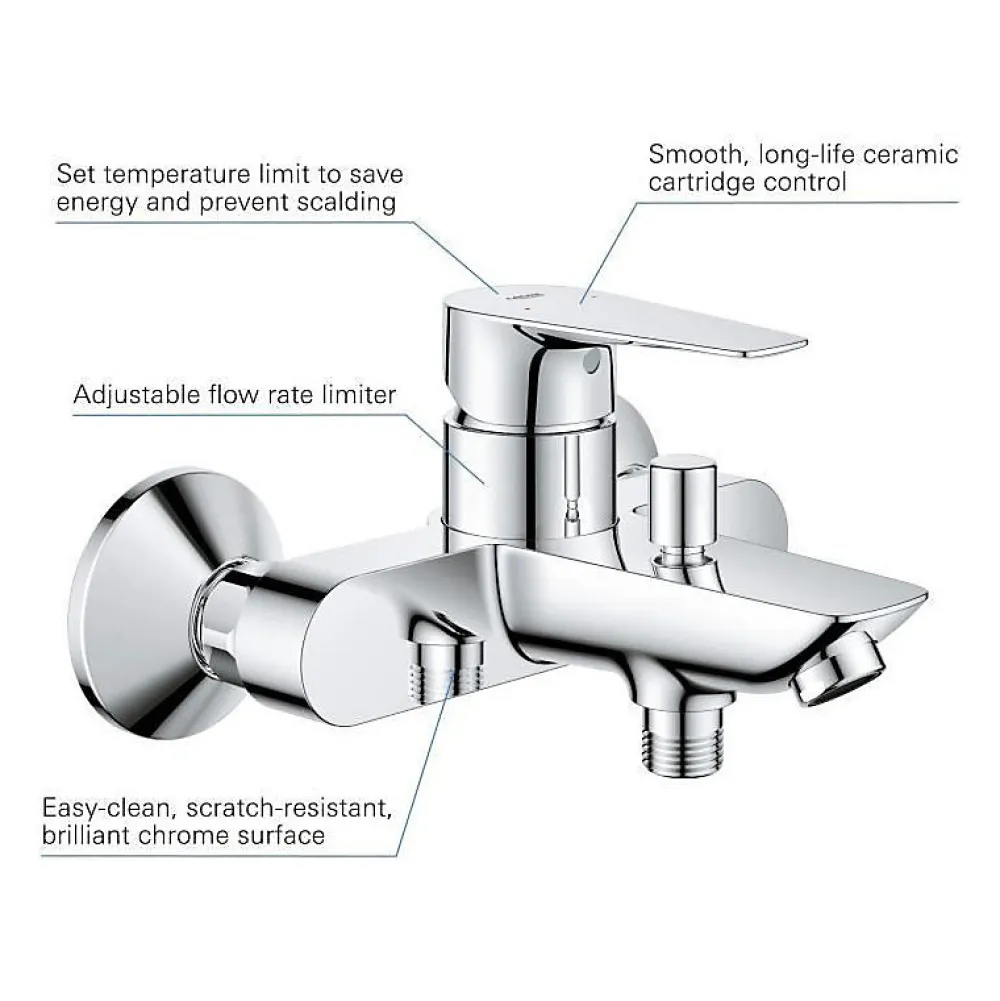 Robinet De Baignoire|Grohe Mitigeur bain douche Start Edge Chromé