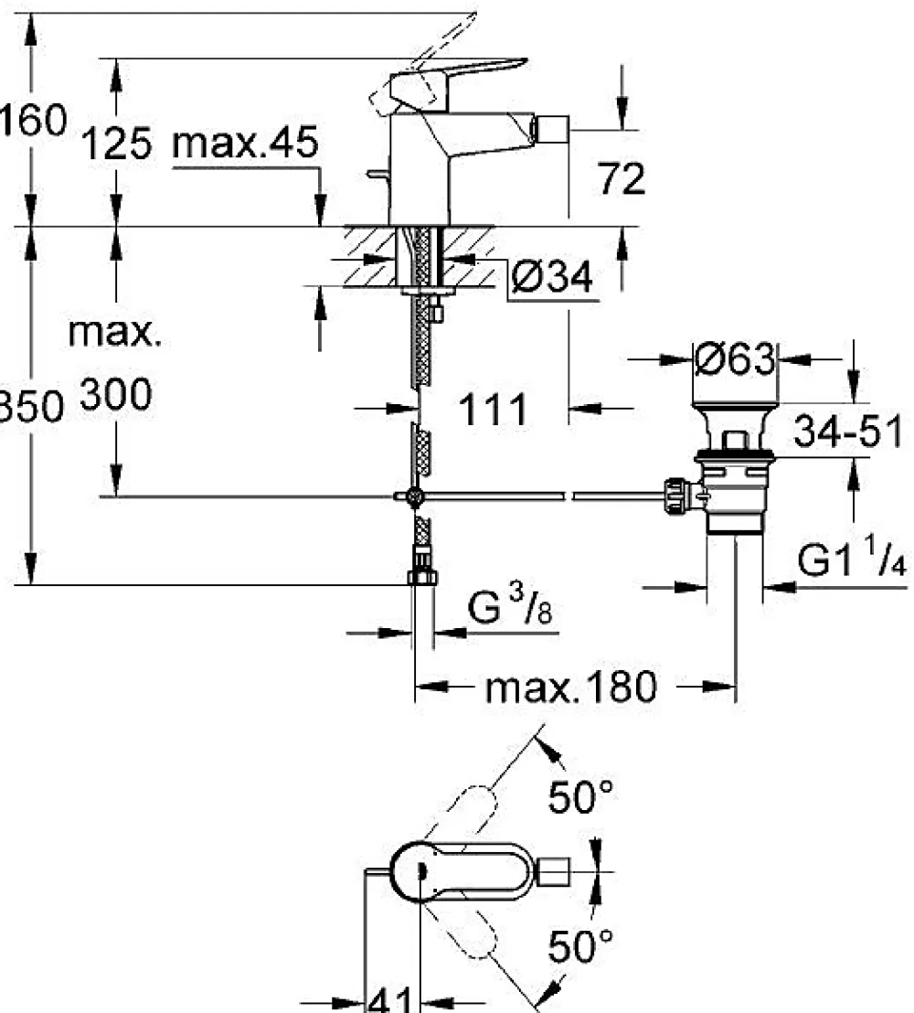 Grohe Mitigeur bidet Bauloop (23338000)