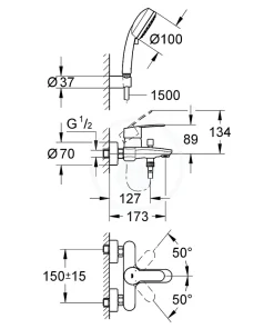 Grohe Mitigeur monocommande, 1/2' pour baignoire Eurostyle Cosmopolitan Chromé (3359220A)