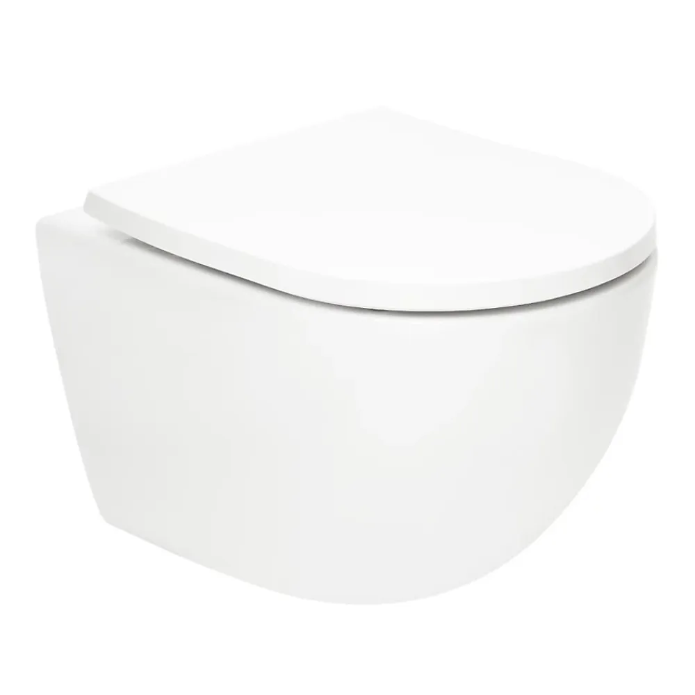 Wc Suspendu|Grohe Pack WC Bâti-support Rapid SL + WC SAT Tornado sans bride + Abattant SoftClose + Plaque chrome (RSLTORNADO1)