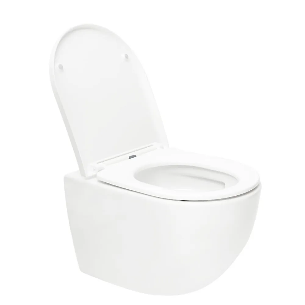 Wc Suspendu|Grohe Pack WC Bâti-support Rapid SL + WC SAT Tornado sans bride + Abattant SoftClose + Plaque chrome (RSLTORNADO1)