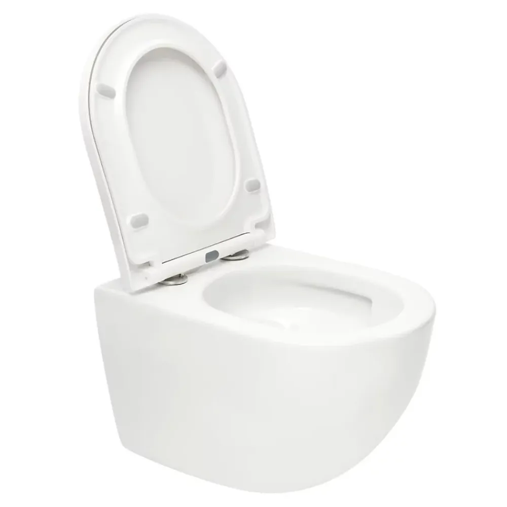 Wc Suspendu|Grohe Pack WC Bâti-support Rapid SL + WC SAT Tornado sans bride + Abattant SoftClose + Plaque chrome (RSLTORNADO1)