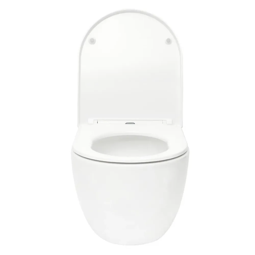 Wc Suspendu|Grohe Pack WC Bâti-support Rapid SL + WC SAT Tornado sans bride + Abattant SoftClose + Plaque chrome (RSLTORNADO1)