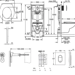 Wc Suspendu|Grohe Pack WC Bâti-support Rapid SL + WC Bau Ceramic sans bride + Abattant softclose + Plaque chrome (39418000)