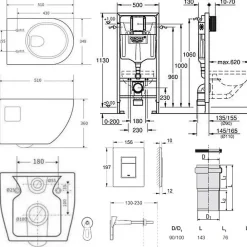 Grohe Pack WC Bâti-support Rapid SL + WC sans bride SAT + Abattant SoftClose + Plaque Chrome (RapidSL-Project-1)